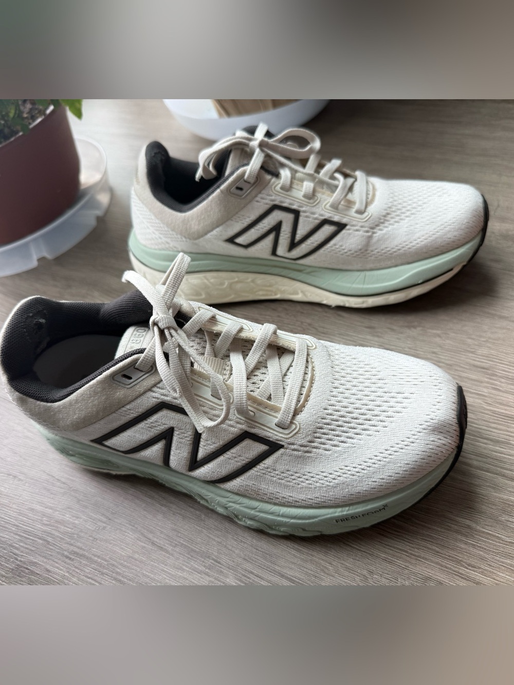 New Balance Women’s White and Mint Running Sneakers